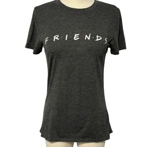 Friends‎ Logo Iridescent Graphic Tee Women's XS Dark Gray Short Sleeve T-Shirt